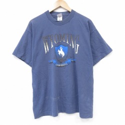 フルーツオブザルーム 90s 半袖Tシャツ カウボーイ ネイビー メンズXL相当 | 古着
