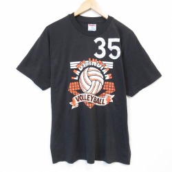 ヘインズ 90s 半袖Tシャツ バレーボール ブラック メンズL相当 | 古着