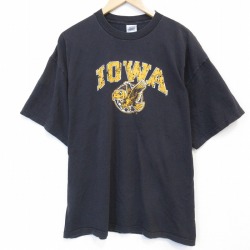 00s 半袖Tシャツ アイオワ ブラック メンズXL相当 | 古着