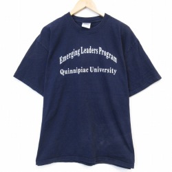 00s 半袖Tシャツ キニピアック カレッジ ネイビー メンズXL相当 | 古着