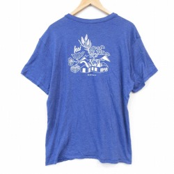 XL★古着 半袖 Tシャツ メンズ 大きいサイズ クルーネック ブルー 26jun17