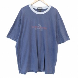 エディーバウアー 00s 半袖Tシャツ ビッグロゴ ネイビー メンズXL相当 | 古着