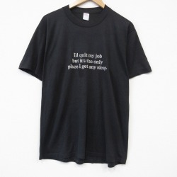 80s 半袖Tシャツ メッセージ ブラック メンズL相当 | 古着