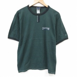 チャンピオン 00s 半袖Tシャツ ワンポイントロゴ グリーン メンズL相当 | 古着