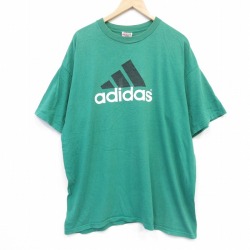 アディダス 90s 半袖Tシャツ ビッグロゴ グリーン メンズXL相当 | 古着