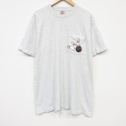 フルーツオブザルーム 90s 半袖Tシャツ ボウリングハンドペイント グレー メンズXL相当 | 古着