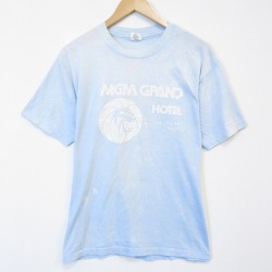 ヘインズ 80s 半袖Tシャツ MGMグランド ライトブルー メンズL相当 | 古着