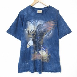 THE MOUNTAIN 00s 半袖Tシャツ 鳥 ネイビータイダイ メンズXL相当 | 古着