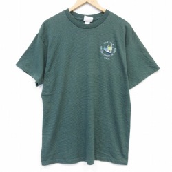 90s 半袖Tシャツ ヨット グリーンボーダー メンズXL相当 | 古着