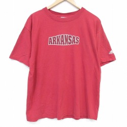 アディダス 00s 半袖Tシャツ アーカンソー レッド メンズL相当 | 古着