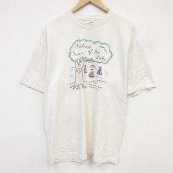 ヘインズ 90s 半袖Tシャツ ヨット ベージュ メンズXL相当 | 古着
