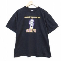 00s 半袖Tシャツ オバマ大統領 ブラック メンズXL相当 | 古着