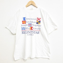 XL★古着 半袖 ビンテージ Tシャツ メンズ 90年代 90s アラスカ 大きいサイズ クルーネック USA製 ホワイト 26jun26