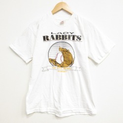 L★古着 フルーツオブザルーム 半袖 ビンテージ Tシャツ メンズ 90年代 90s ソフトボール コットン クルーネック ホワイト 26jun26