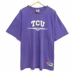 XL★古着 ナイキ NIKE 半袖 ビンテージ Tシャツ メンズ 00年代 00s TCU 大きいサイズ コットン クルーネック パープル 26jun26
