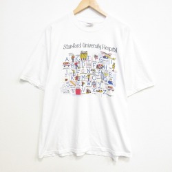 XL★古着 ヘインズ 半袖 ビンテージ Tシャツ メンズ 90年代 90s スタンフォード 大きいサイズ クルーネック ホワイト 26jun26