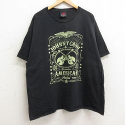 XL★古着 半袖 ビンテージ ロック バンド Tシャツ メンズ 00年代 00s ジョニーキャッシュ 大きいサイズ コットン クルーネック 黒 ブラック 24apr06 中古