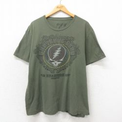 XL★古着 リキッドブルー 半袖 ビンテージ ロック バンド Tシャツ メンズ 00年代 00s グレイトフルデッド 大きいサイズ コットン クルーネック 薄緑 グリーン 25may12 中古