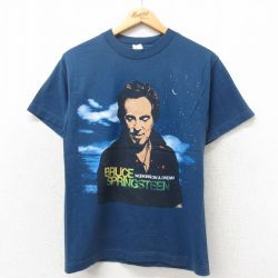 【20%OFF】S★古着 半袖 ビンテージ ロック バンド Tシャツ メンズ 00年代 00s ブルーススプリングスティーン コットン クルーネック 紺 ネイビー 25may12 中古