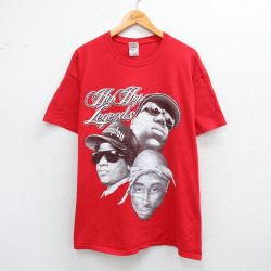 XL★古着 半袖 ビンテージ ヒップホップ ラップ Tシャツ メンズ 00年代 00s トゥパック 2パック ノトーリアスBIG コットン クルーネック 赤 レッド 25jul30 中古