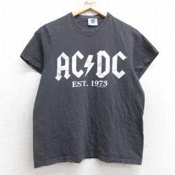M★古着 半袖 ビンテージ ロック バンド Tシャツ メンズ 00年代 00s AC/DC コットン クルーネック 黒 ブラック 25aug05 中古