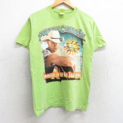 M★古着 半袖 ビンテージ ロック バンド Tシャツ メンズ 00年代 00s ケニーチェズニー コットン クルーネック 黄緑 25aug05 中古