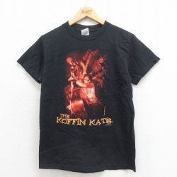 【50%OFF】S★古着 半袖 ビンテージ ロック バンド Tシャツ メンズ コフィンキャッツ コットン クルーネック 黒 ブラック 25aug06 中古