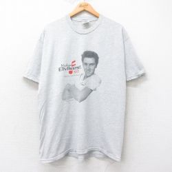 【50%OFF】XL★古着 ジャージーズ 半袖 ビンテージ ロック バンド Tシャツ メンズ 00年代 00s エルビスプレスリー Elvis fest クルーネック 薄グレー 霜降り 25aug20 中古
