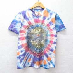 L★古着 フルーツオブザルーム 半袖 ビンテージ ロック バンド Tシャツ メンズ 00年代 00s ジャーニー REOスピードワゴン スティックス コットン クルーネック 白他 タイダイ【spe】 26apr25