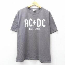 XL★古着 半袖 ビンテージ ロック バンド Tシャツ メンズ 00年代 00s AC/DC 大きいサイズ コットン クルーネック 濃グレー 26apr25
