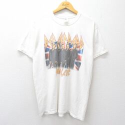 L★古着 ジャージーズ 半袖 ビンテージ ロック バンド Tシャツ メンズ 00年代 00s デフレパード ファンクラブ 白 26apr25