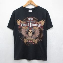 00s 半袖Tシャツ ファイブフィンガーデスパンチプリント ブラック メンズM相当 | 古着