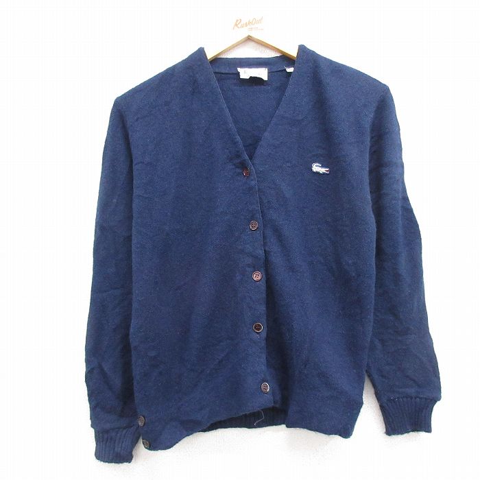 【50%OFF】古着 長袖 ニット カーディガン レディース 70年代 70s Heymaker 大きいサイズ アクリル 紺 ネイビー 23sep26 中古 トップス