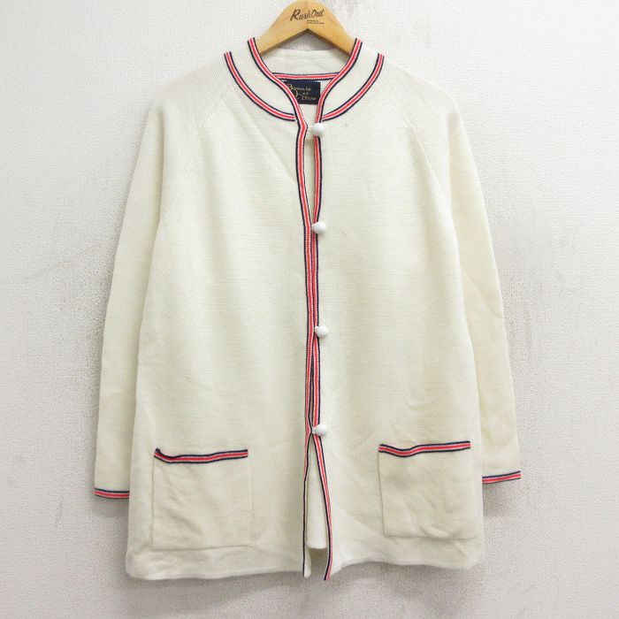 古着 長袖 ニット カーディガン レディース 80年代 80s ラグラン 白他 ホワイト 24oct23 中古 トップス