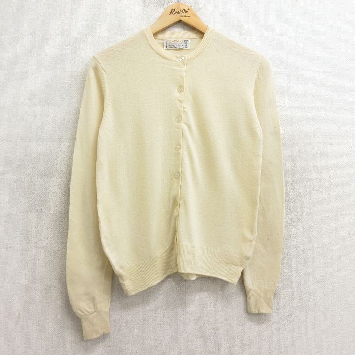 古着 長袖 ニット カーディガン レディース 80年代 80s 無地 カシミヤ カシミア 生成り 24nov28 中古 トップス