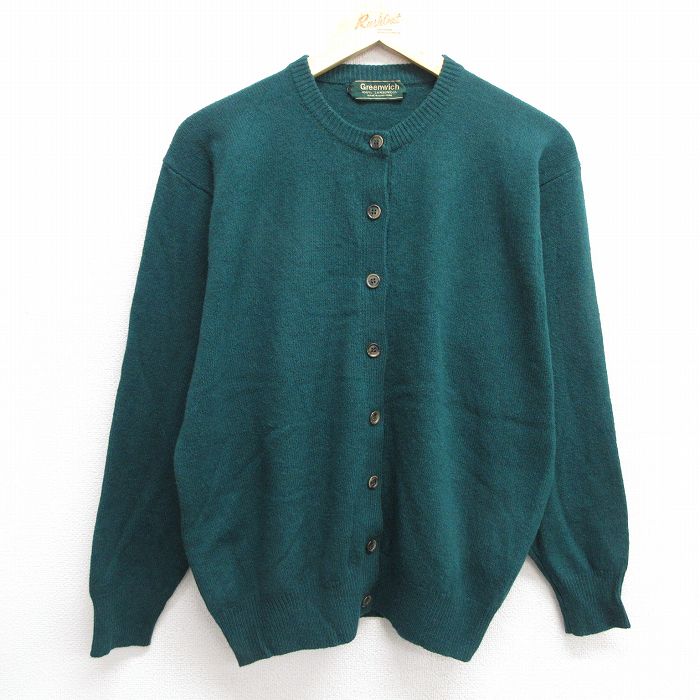 古着 長袖 ニット カーディガン レディース 90年代 90s ラムウール 緑 グリーン 25jan09 中古 トップス