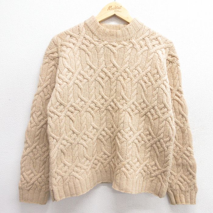 【50%OFF】古着 ジェイクルー J.CREW 長袖 セーター レディース 00年代 00s ウール モックネック ハイネック ベージュ カーキ 25jan09 中古 ニット トップス
