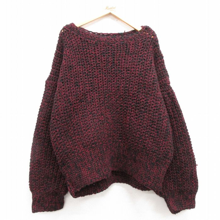 【20%OFF】古着 長袖 セーター レディース 大きいサイズ クルーネック エンジ他 25jan17 中古 ニット トップス