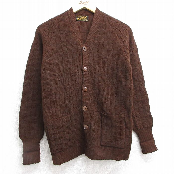 古着 長袖 ニット カーディガン レディース 80年代 80s ラグラン 茶 ブラウン 25feb01 中古 トップス