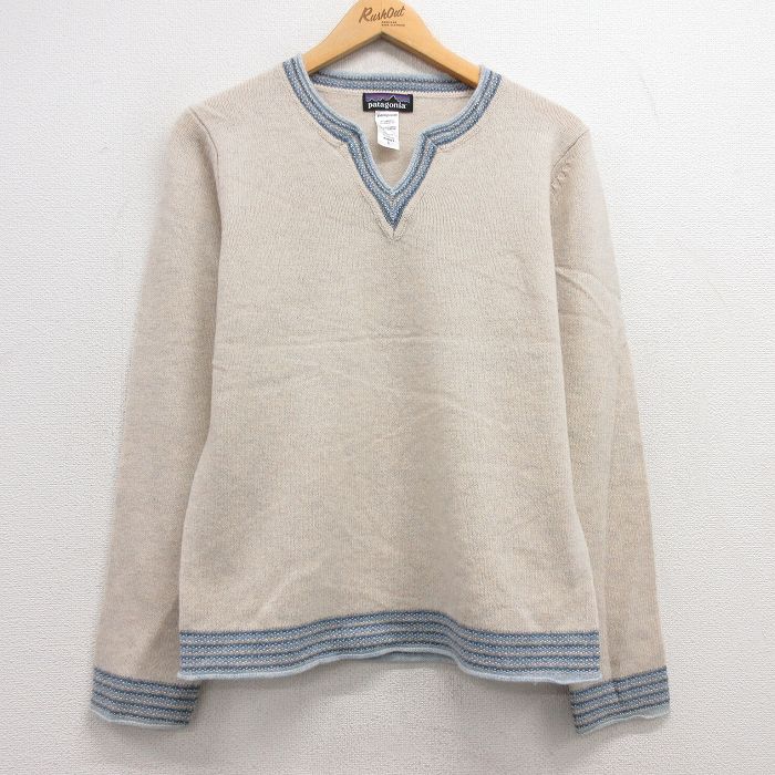 古着 パタゴニア patagonia 長袖 セーター レディース ラムウール ベージュ カーキ 25feb05 中古 ニット トップス