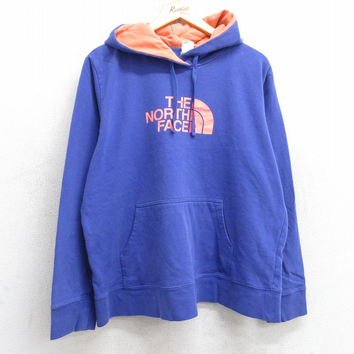 古着 ノースフェイス THE NORTH FACE 長袖 スウェット パーカー レディース ビッグロゴ 大きいサイズ 紫 パープル 25feb07 中古 スエット トレーナー トップス