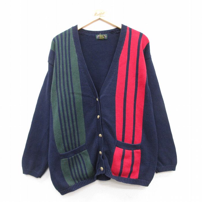 古着 長袖 ニット カーディガン レディース 00年代 00s コットン 紺他 ネイビー 25mar07 中古 トップス