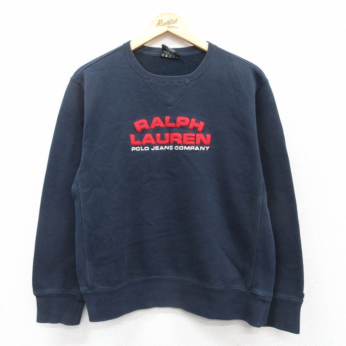 古着 ラルフローレン Ralph Lauren ポロジーンズ 長袖 ブランド スウェット レディース 00年代 00s ビッグロゴ クルーネック 紺 ネイビー 【spe】 25mar25 中古 スエット トレーナー トップス