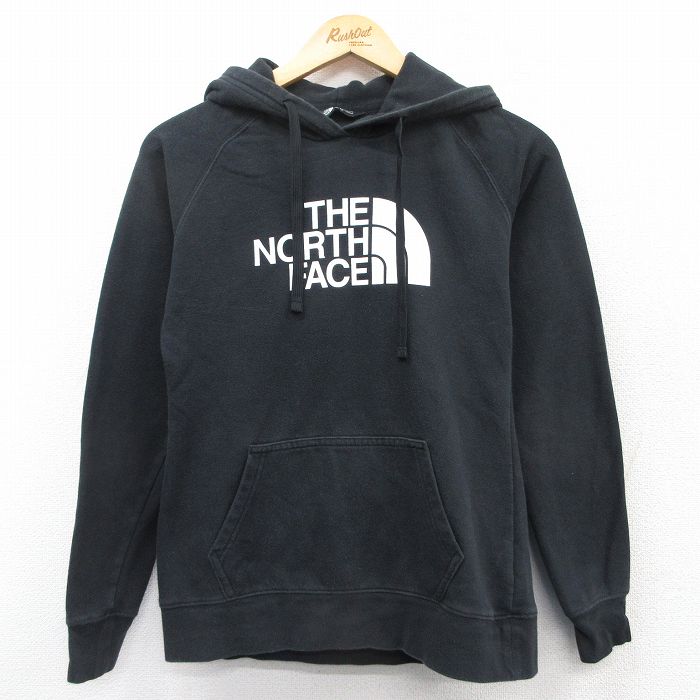 古着 ノースフェイス THE NORTH FACE 長袖 スウェット パーカー レディース ビッグロゴ ラグラン 黒 ブラック 25mar25 中古 スエット トレーナー トップス