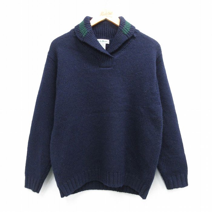 古着 エルエルビーン LLBEAN 長袖 セーター レディース 90年代 90s ウール ショールカラー 濃紺 ネイビー 【spe】 25oct16 中古 ニット トップス
