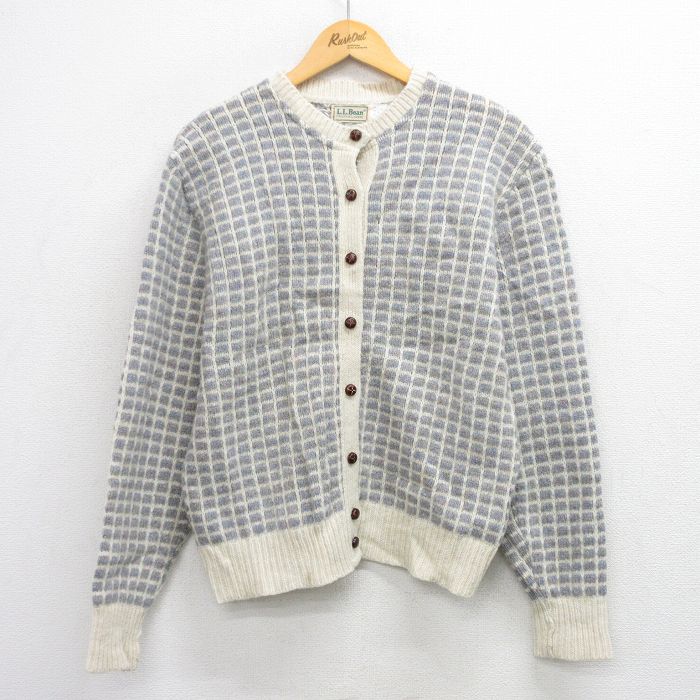 古着 エルエルビーン LLBEAN 長袖 ニット カーディガン レディース 80年代 80s ウール 薄紺他 ネイビー 25oct17 中古 トップス