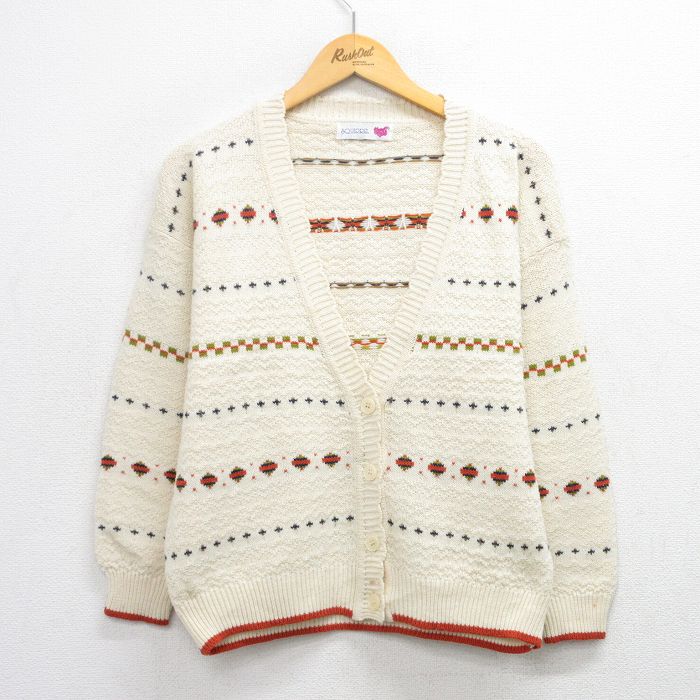 古着 長袖 ニット カーディガン レディース 90年代 90s 生成り 25oct17 中古 トップス