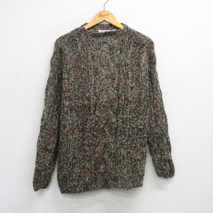 古着 Liz 長袖 セーター レディース 80年代 80s ハンドニット 手編み モヘア モックネック ハイネック ベージュ他 カーキ 25oct17 中古 ニット トップス