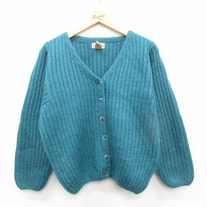 古着 エルエルビーン 長袖 ニット カーディガン レディース 90年代 90s モヘア 青緑系【spe】 26jan07