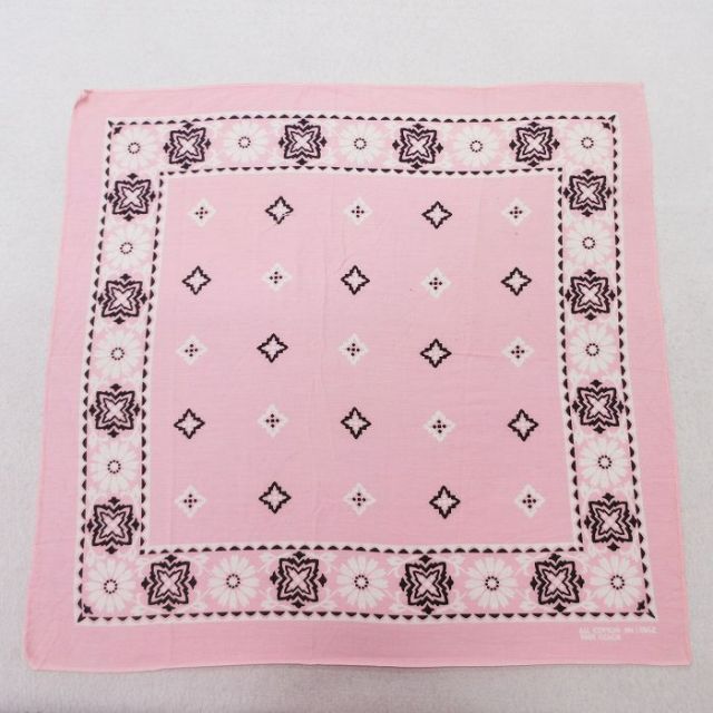 中古 ビンテージ バンダナ 70年代 70s コットン ピンク他 25feb13